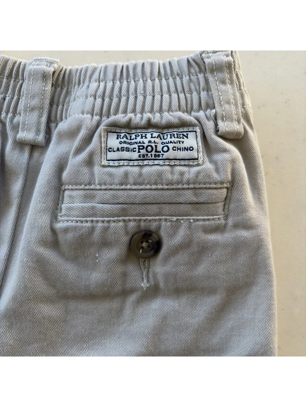 Polo Ralph Lauren Baby Khaki Pants Beige 18M Elastic Waist Cotton Twill Chino